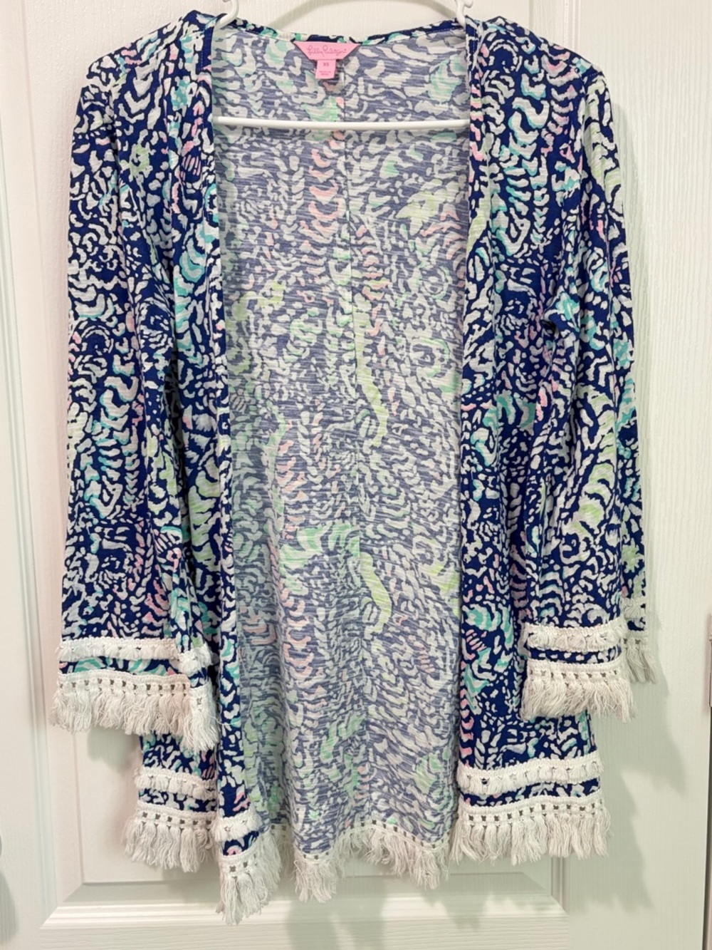 Lilly Pulitzer Gigi Knit Open Front Cardigan In Blue Grotto Move It Or Lose It - Picture 2 of 7